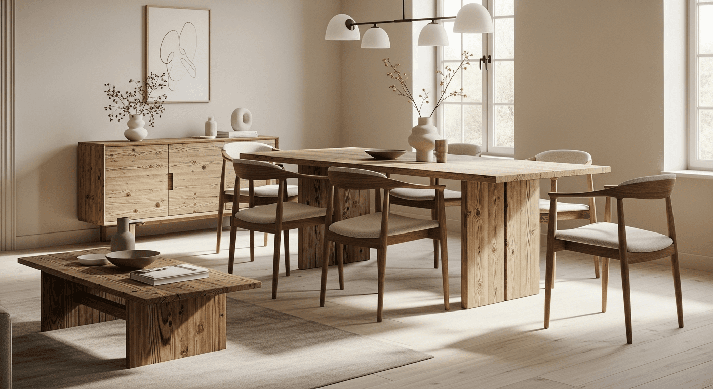 Sustainable minimalist furniture made from reclaimed wood and eco-friendly materials